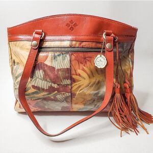 Patricia Nash Red 10th Anniversary Floral Poppy Tropical Dreams Leather Tote